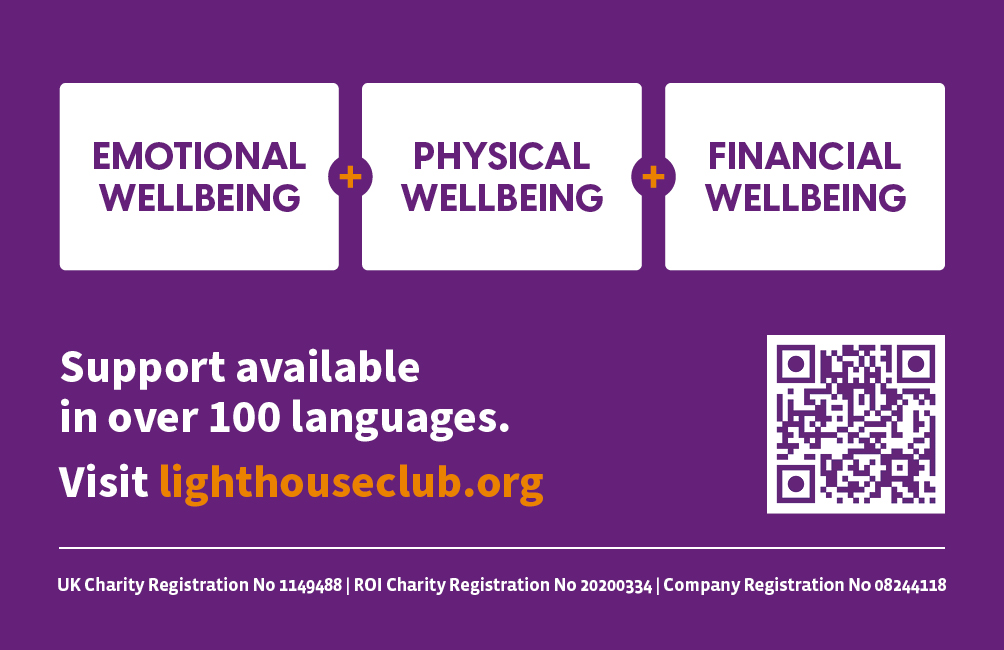 Qr code and online links for Lighthouse Construction Charity